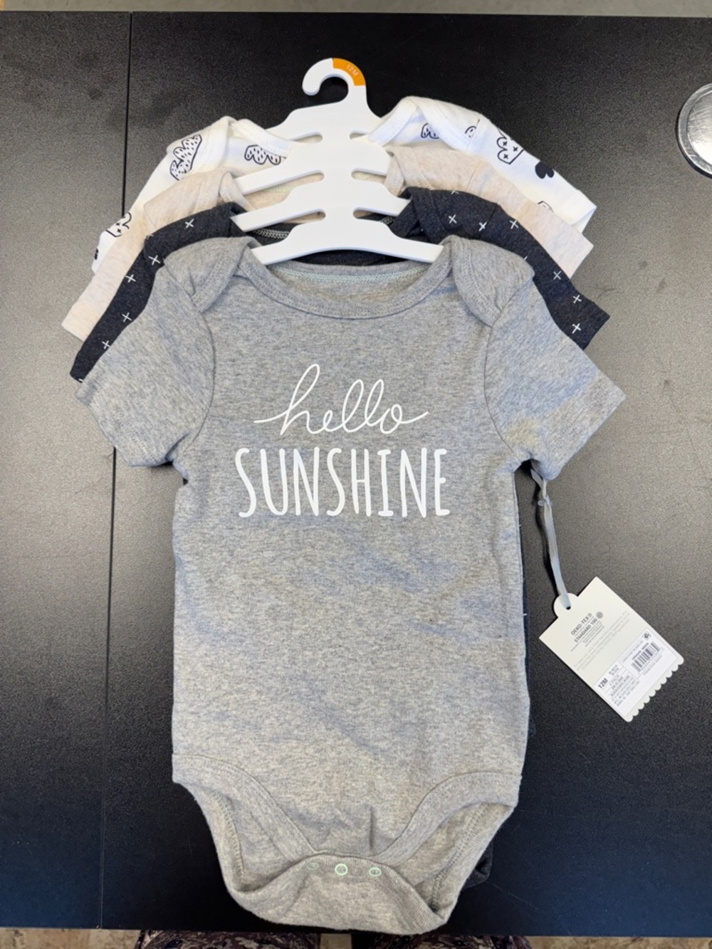 Carter's‎ Gray 'Hello Sunshine' Short-Sleeve Baby One-Piece